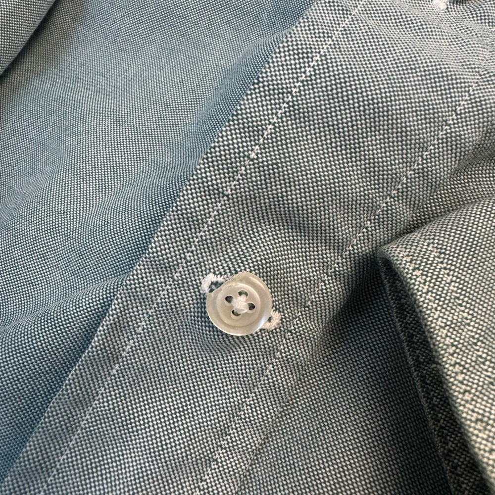 Lands' End Shirt Mens XXL Tall‎ Blue Micro Checked Long Sleeved Button-Down - Picture 2 of 8
